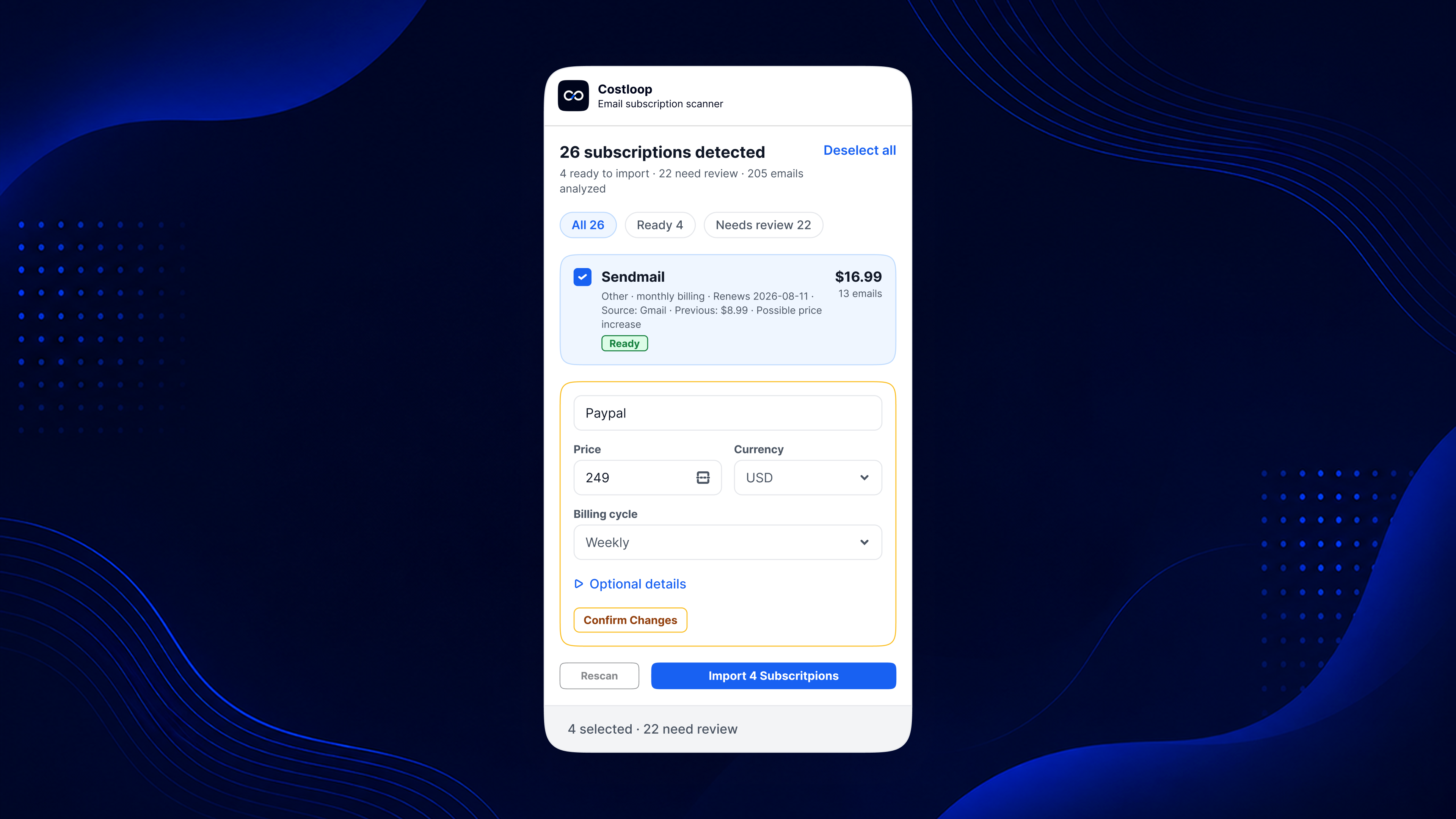 Costloop screenshot 5